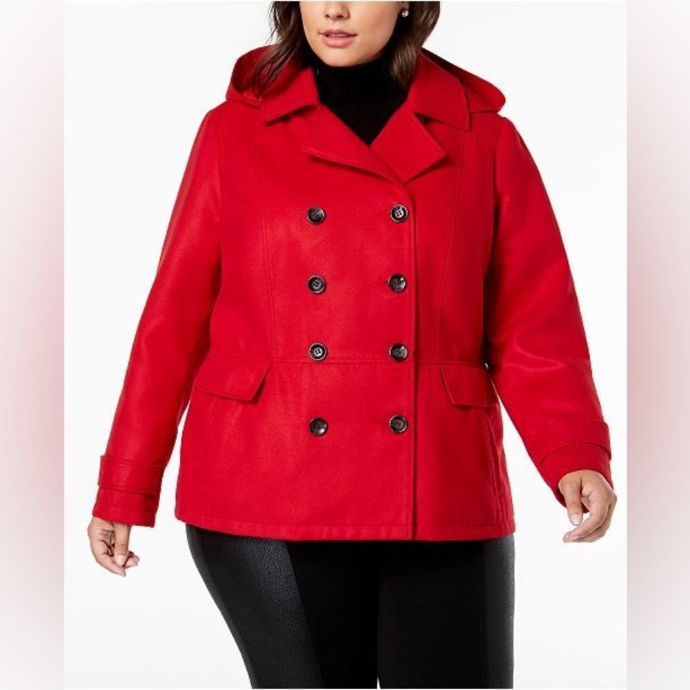Celebrity Pink Women's Vibrant Red Pea Coat